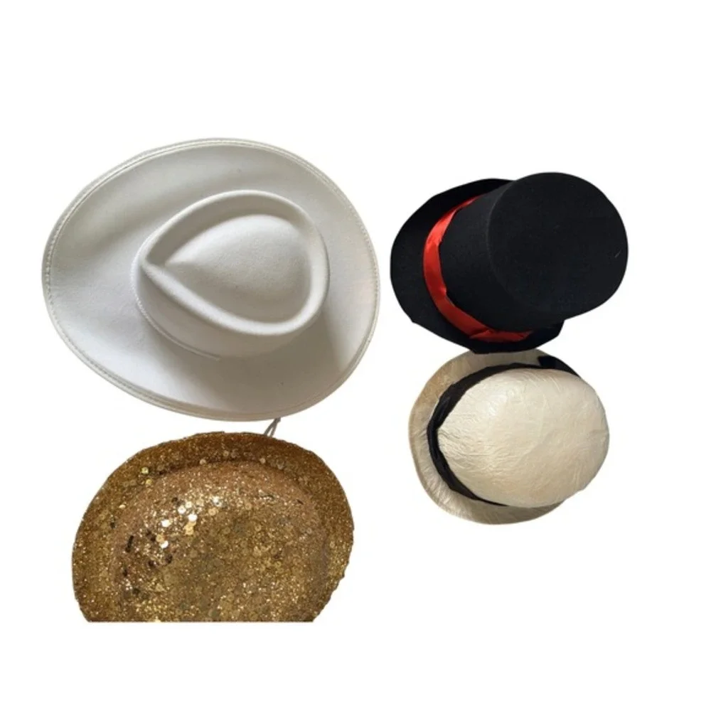Vtg Kids Performance Costume Hat Lot J‎ Hats Cowboy Top Sequin Bowler 6pc Set JS